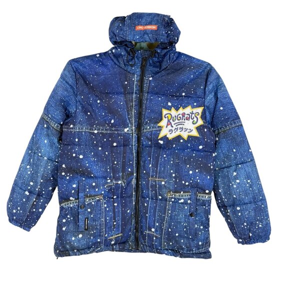 Members Only Men's Nickelodeon Rugrats Blue Puffer Coat Jacket Size Medium NWT - Picture 2 of 14